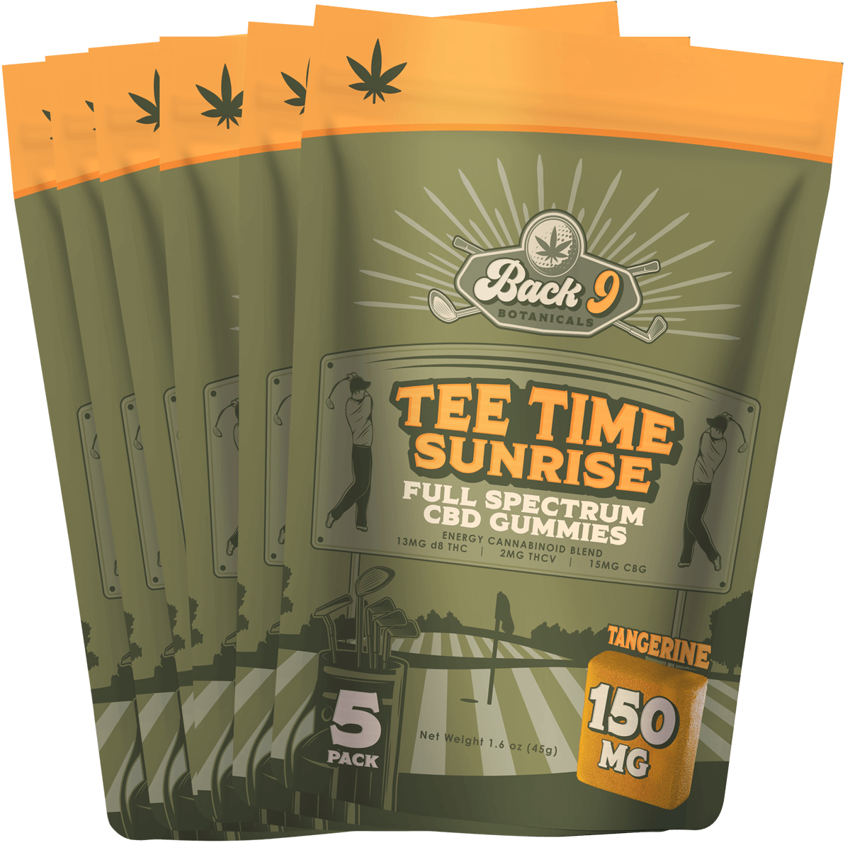 Tee Time Sunrise - Energy Hemp Golf Gummies (5 gummies/pack) 2, 3, 6, or 10-pack
