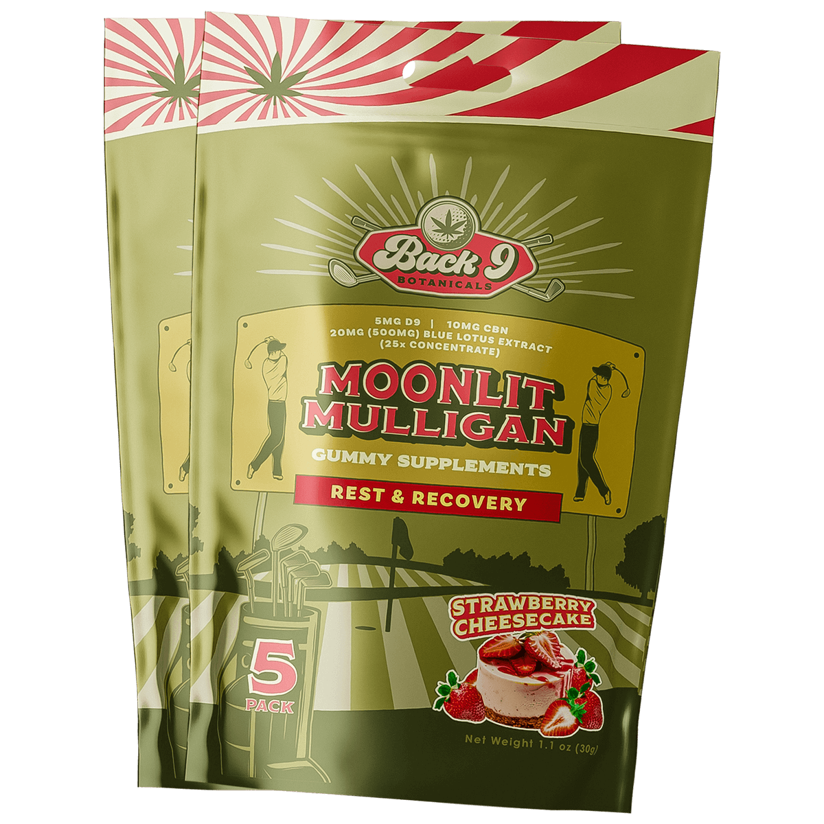 Moonlit Mulligan - Rest & Recovery Hemp Golf Gummies (5 gummies/pack) single, 2, 3, 6, or 10-pack